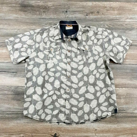 Free Planet Other - Free Planet Hawaiian Shirt Mens 2XL Palm Leaf Casual Button Beach Vacation Pool